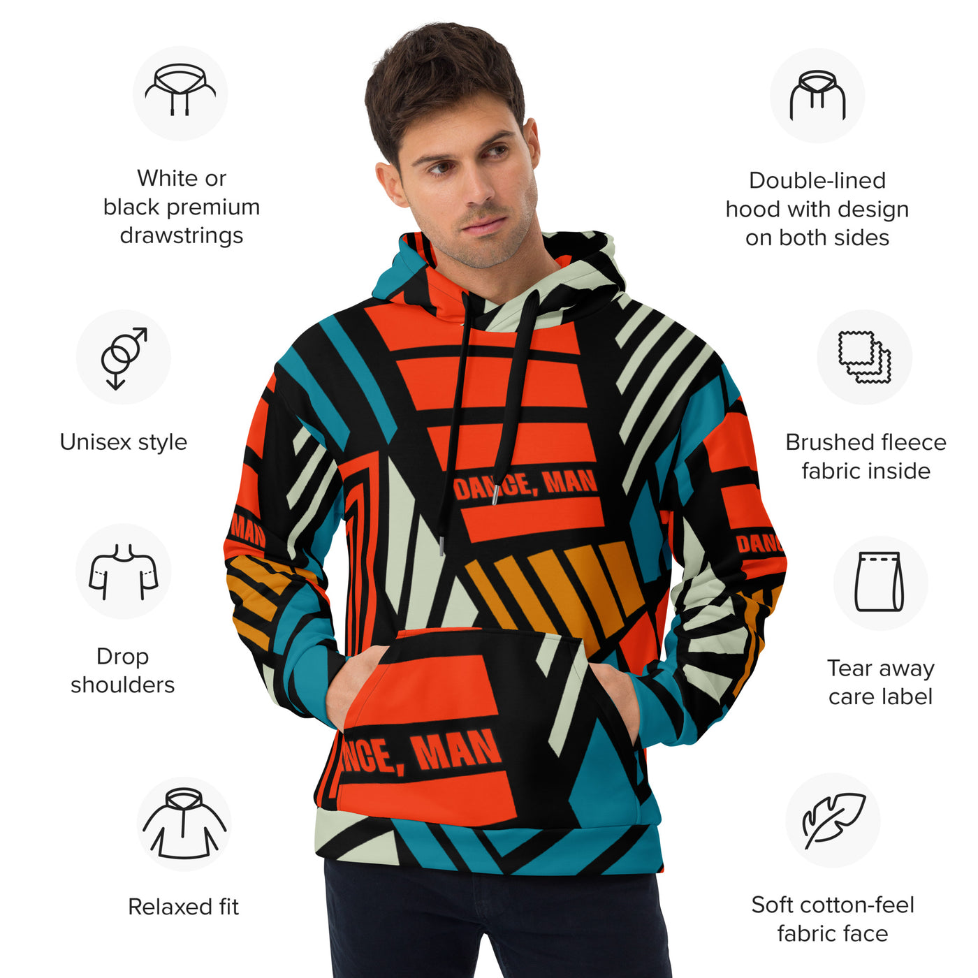 DANCE, MAN Block Print Hoody - ADULT