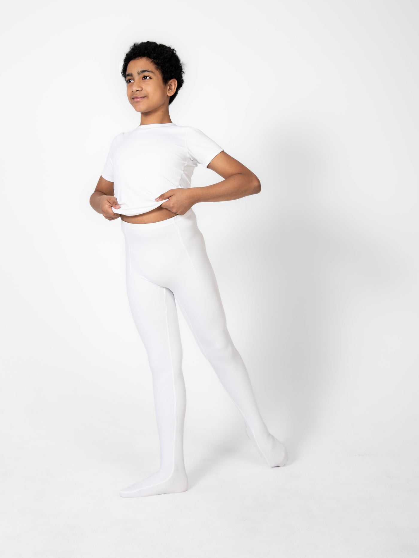 Precision Fit White Convertible Ballet Tights - BOYS